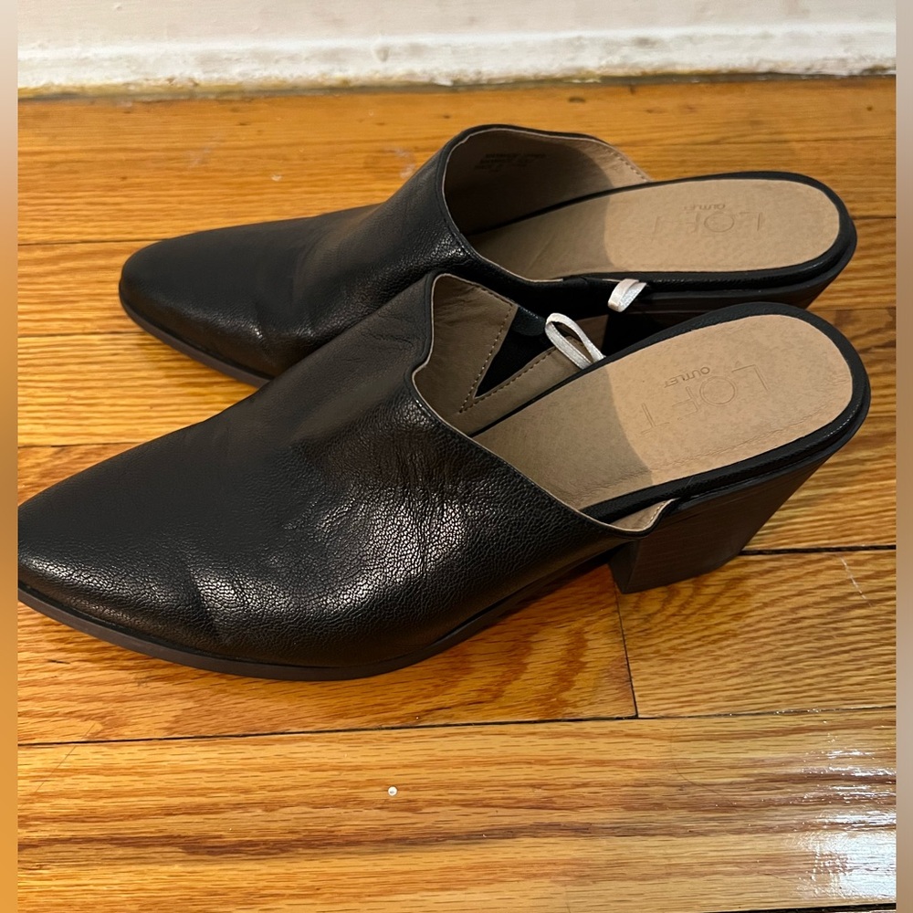 LOFT Black Backless Pointer Heels